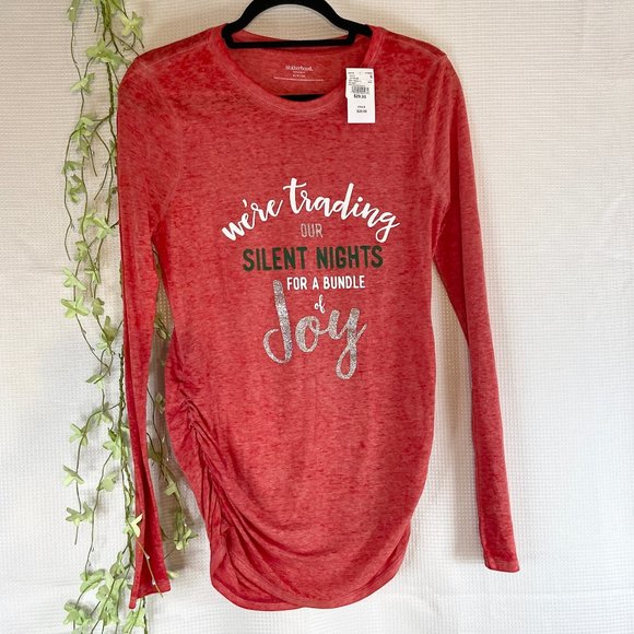 Motherhood Maternity Holiday Long Sleeve T-Shirt Red Small - Picture 3 of 8